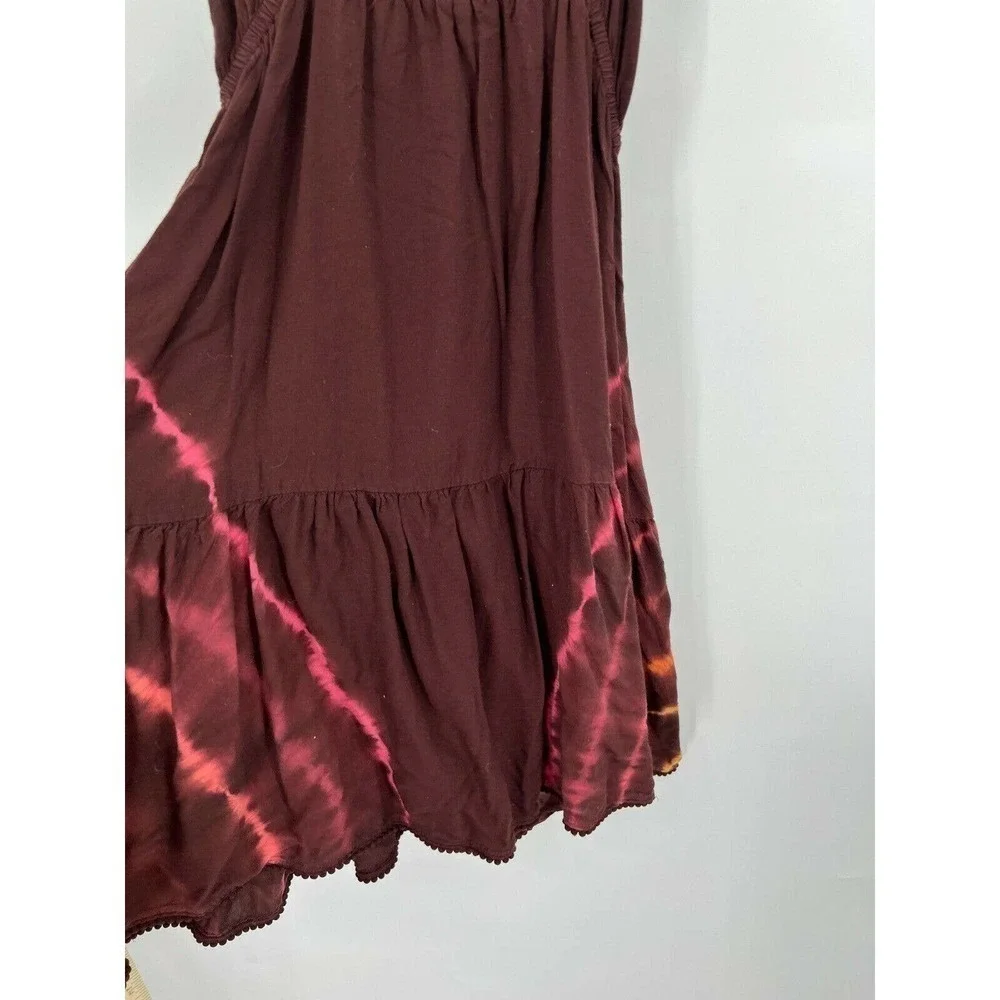 Steve Madden Surplice Swing Flowy Tie-Dye Dress Cover Up Brown Size Medium M